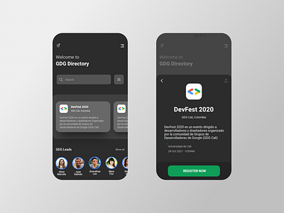 Darkmode - GDG Events Directory dark dark mode dark ui design events gdg google ui