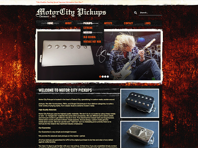 MCP Layout comp dark detroit grunge guitar layout mockup music pickups textures website