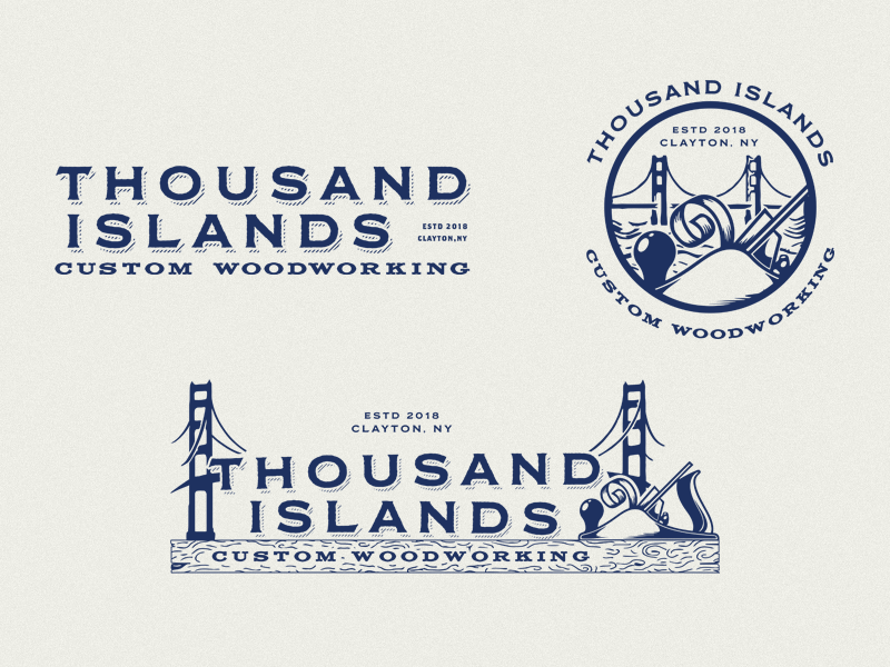 Thousand Islands Custom Woodworking - Branding brand identity branding bridge logo design logodesign planer responsive typography upstate new york wood