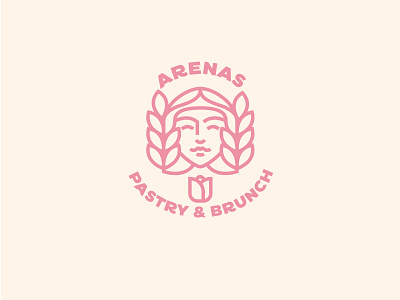 ARENAS PASTRY AND BRUNCH LOGO bakery logo design face logo food food logo logo minimal pastry logo vector woman woman face