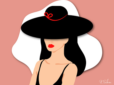 Woman black coloful dark fashion girl illustration pink red white woman