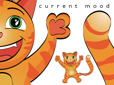 Positive cat cartoon character cat cat drawing funny illustration mood orange cat positive vibes