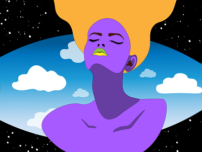 Violet fashion cosmic illustration