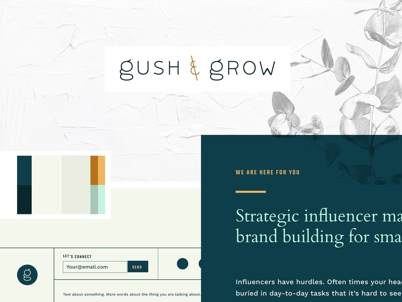 Gush & Grow - Brand Concept Moodboard branding branding design concept concept design influencer logo lush marketing natural organic