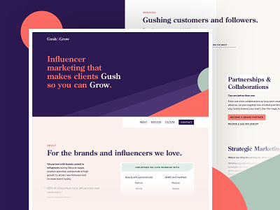 Gush & Grow - Homepage consultancy consultant flat hero homepage influencer marketing millenial minimal web design