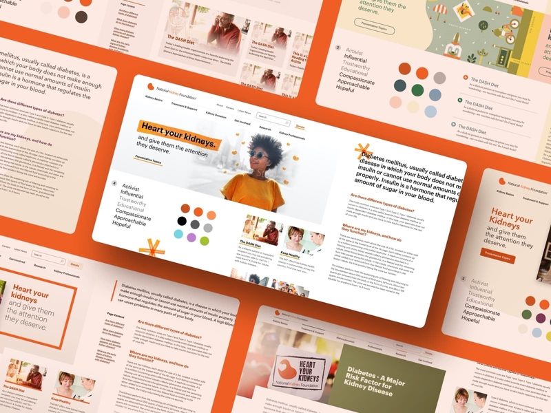 National Kidney Foundation - Element Collages bright colorful concept digital brand element collages medical moodboard style tiles web design