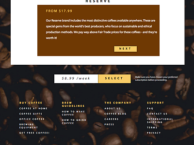 Craft Coffee Footer code coffee coffee beans craft css footer html javascript layout mock panel web