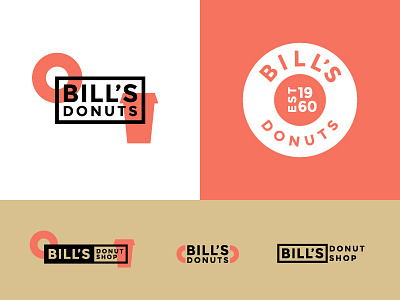 Bill's Donut Shop Rebrand brand branding coffee donuts doughnuts flat identity local overlay vintage