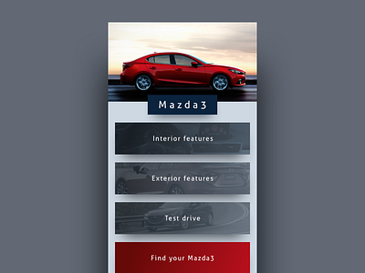Mazda3 landing screen car concept interface landing page mazda mazda3 mobile ui ux