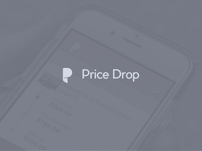 Price Drop Logo app brand flat greyscale icon lockup logo modern price symbol tech