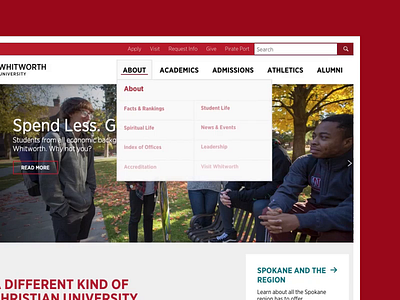 Whitworth University - Navigation Animation animation css dropdown header navigation school smooth university web design