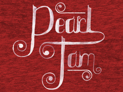 Pearl Jam Merch Design band merch script tee type watercolor