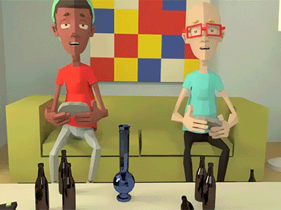 Slacker Dudes [GIF] 3d animation blender character design duo low poly slackers stoners