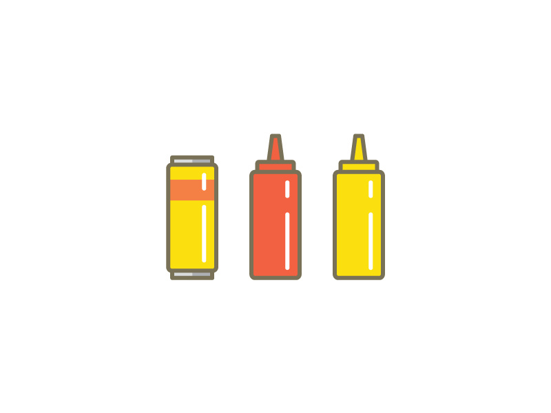 Beer Ketchup & Mustard can icons burger condiments brand ketchup mustard beer tall boy