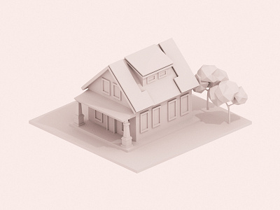 3D House WIP 3d house low poly solar panels test render trees