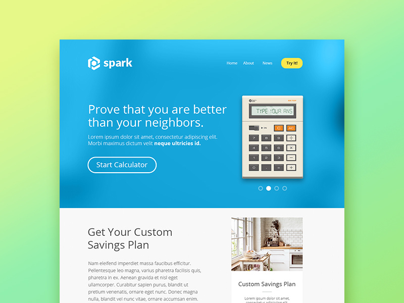 Calculator Tool Landing Page modern retro illustration minimal clean ui website