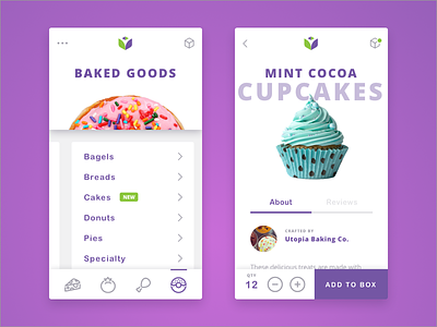 App Screens app bakery cart design food logo design mobile slider ui ux