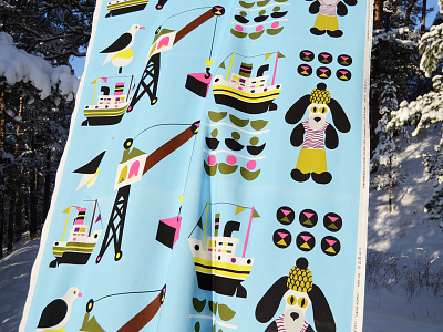Laivakoira (ship dog) pattern design designer finnish design jenni tuominen marimekko pattern design