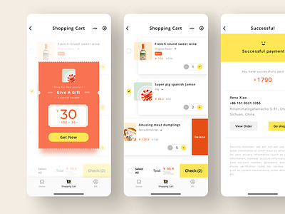 Shopping page app design food interface shopping shopping cart wechat