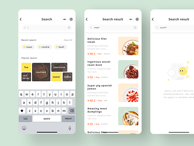 Search page app design food interface item page radius search shopping wechat
