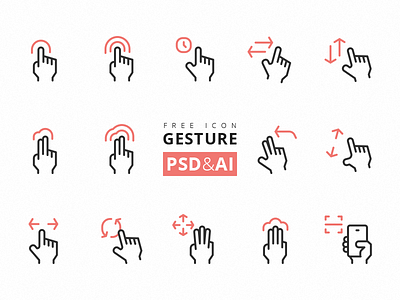 Gesture Icon Freebie ai download free gesture icon line phone psd touch