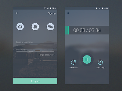 Login | Record android app design interface l login material play record voice