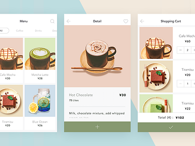 Light cafe | coffee app app cafe cart coffee design detail interface ios menu shopping take away ui