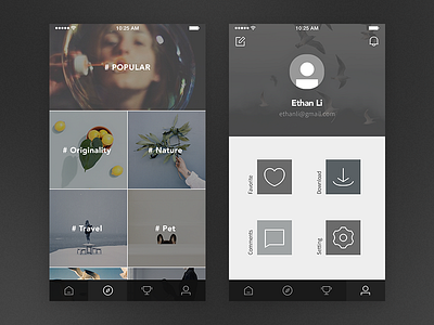 Second app | Categories | Profile app category design interface ios line icon personal profile