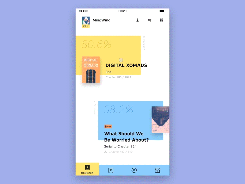 InRead App | Home page | Sidebar app book design flinto gif interaction interface mobie read sketch ui
