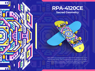 Random Pixel Art - 4120 CE 8bit abstract art digital art futuristic gameboy graphic design illustration nintendo pixel art retro sacred geometry scifiart shakaw skateboard deck tshirt design