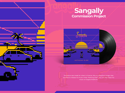 Album Art - Sangally 8bit branding digital art graphic design illustration music pixel art retro retrowave shakaw sunset vaporwave