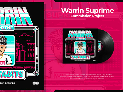 Album Art - Warrin Suprime 8bit graphic design hip hop illustration music pixel art rap retro shakaw