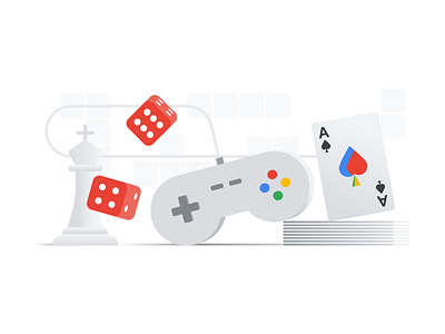 Google Ad Settings illustrations ace chess dice illustration video games