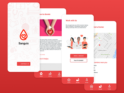 sanguis blood donation app design ui ux