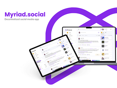 Myriad.Social (Decentralized Social Media) app design product design ui web app website