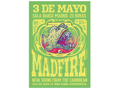 Flyer Madfire concert flyer illustration music poster skull