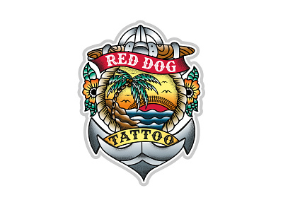 Red Dog branding design illustration logo tattoo vector