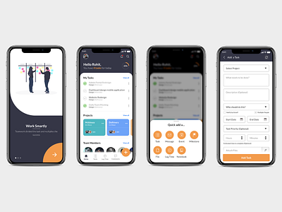 Work and Project Management App Design COncept adobe xd app design daily ui designinpiration dribble project management teamwork ui ui design uiux user interface design