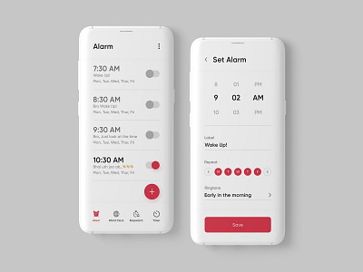Alarm App Design Concept adobe photoshop alarm app app design daily ui design designinpiration dribble ui ui design uiux user interface design