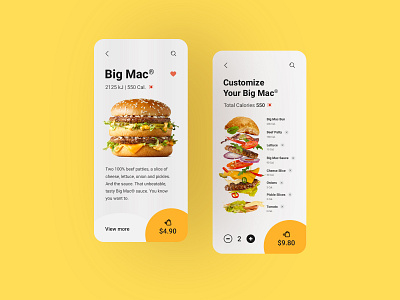 McDonald's App Design Concept adobe photoshop app design big mac daily ui designinpiration dribble mcdonalds minimalist ui design uiux user interface design