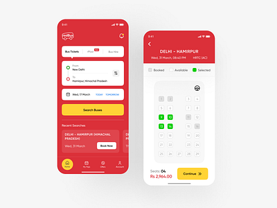 Redbus App Design Concept app design daily ui design designinpiration dribble minimalist ui ui design uiux user interface design