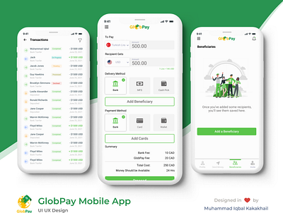GlobPay Mobile App UI UX Design design mobile ui mockup ui ui ux uidesign ux