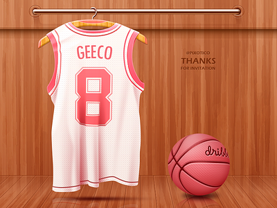 Thanks to @Pixotico for Invitation! basketball china cloth debut dribbble first shot geeco invite jersey thanks wardrobe