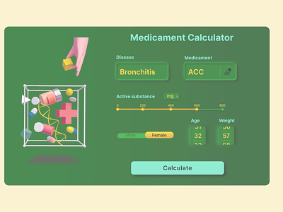 DailyUI 004 - Calculator beauty calculator challenge clean ui creative dailyui design drugs illustration medicament medicine tablet typography ui ux vector web