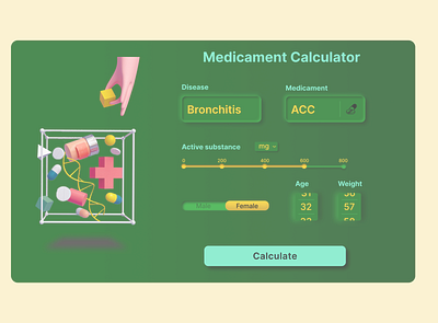 DailyUI 004 - Calculator beauty calculator challenge clean ui creative dailyui design drugs illustration medicament medicine tablet typography ui ux vector web
