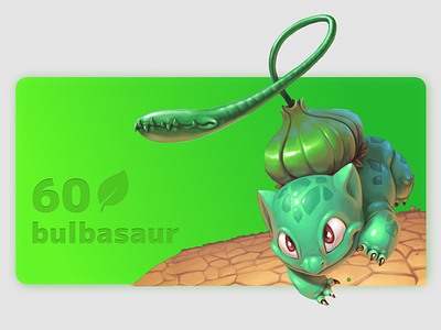 bulbasaur trading card 3d app bulbasaur card character color design green pokemon trading card ui web