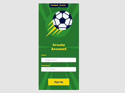 football event signup color flatdesign football green logo mobile prototype signup signupform soccer ui vintage design