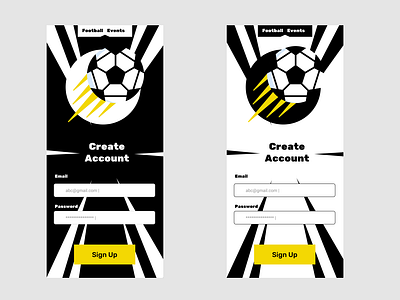 Football event signup b/w versions black and white dailyui design flat design football mobile mobile design signup soccer ui vintage design