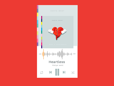 Music player ( mobile view) app daily 100 challenge dailyui design digital flat flatdesign heartless kanye west music player song ui ux