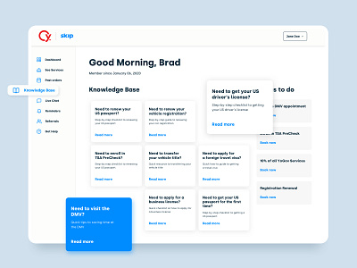 Dashboard - Knowledge Base and Reminders